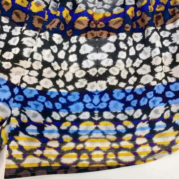 Clover Canyon Blue Yellow Abstract Print Silk Shorts | Size S - Picture 5 of 8